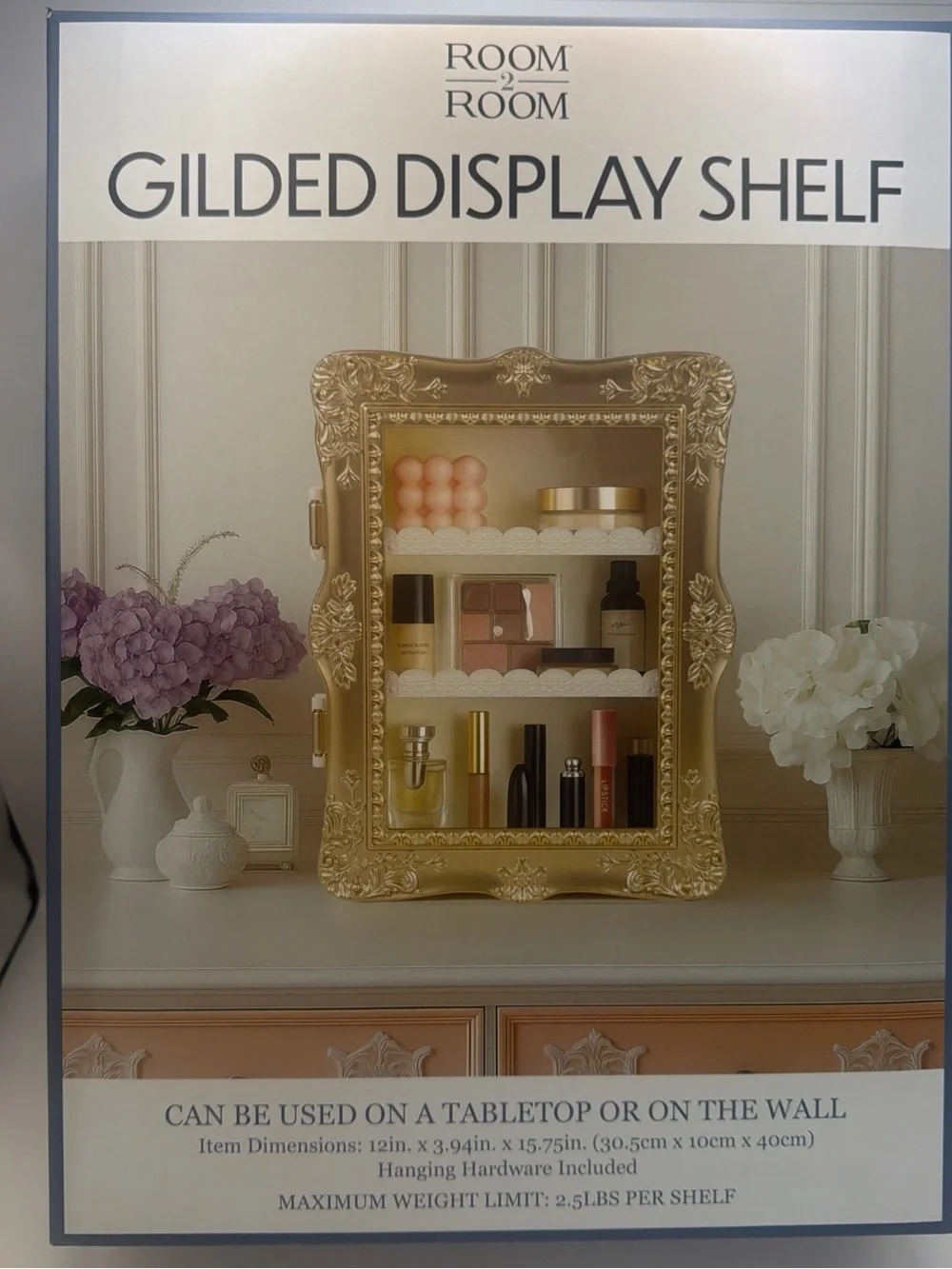 Room 2 Room Gold Gilded Display Shelf